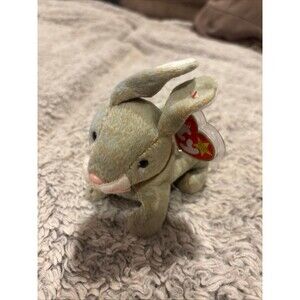 Ty Beanie Baby Nibbly Rabbit Unisex Small Grey Tan Excellent Mottled Plush Bunny